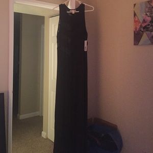 Mesh panel maxi dress