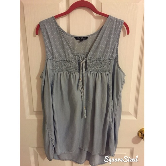 sleeveless chambray shirt