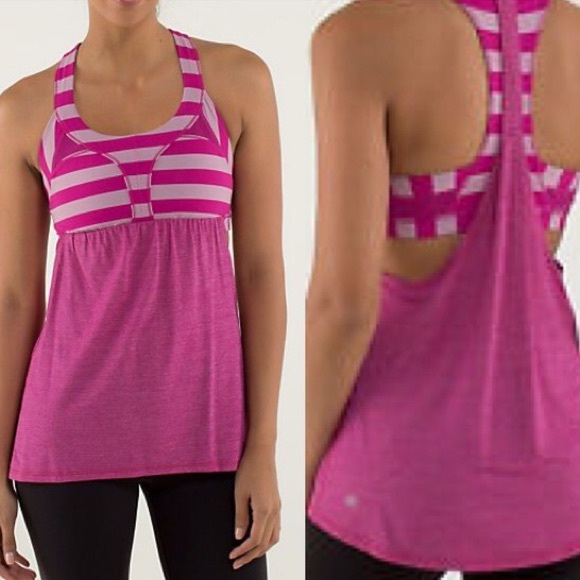 Lululemon heathered raspberry micro stripe tank