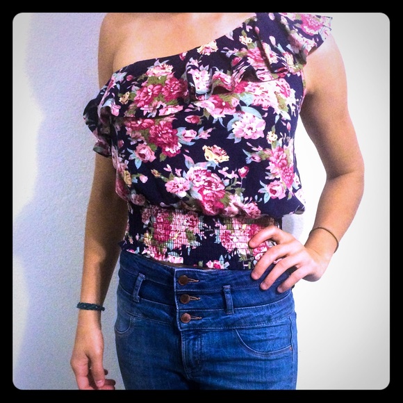 One Shoulder Spring/Summer Crop Top Papaya Brand