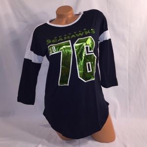 VS PINK Seattle Seahawks Quarter Sleeve Jersey Top