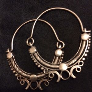 Large Tribal sterling hoops