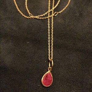 gold over sterling red jade baroni necklace
