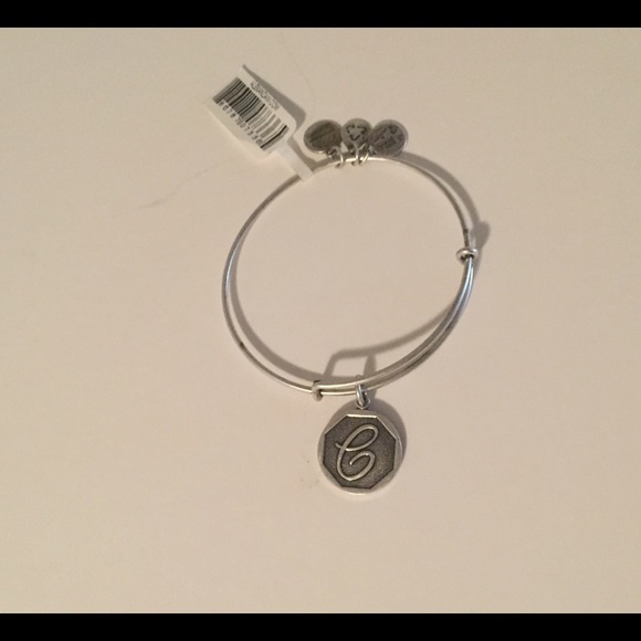 Alex & Ani silver initial charm bangle