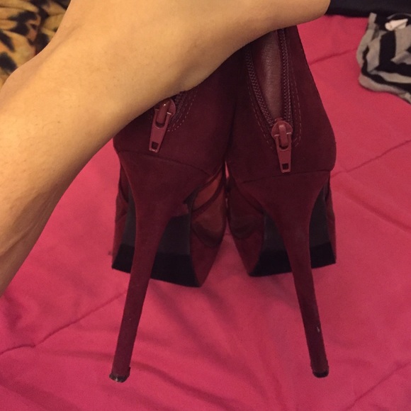 Red Mesh Peeptoe Heels