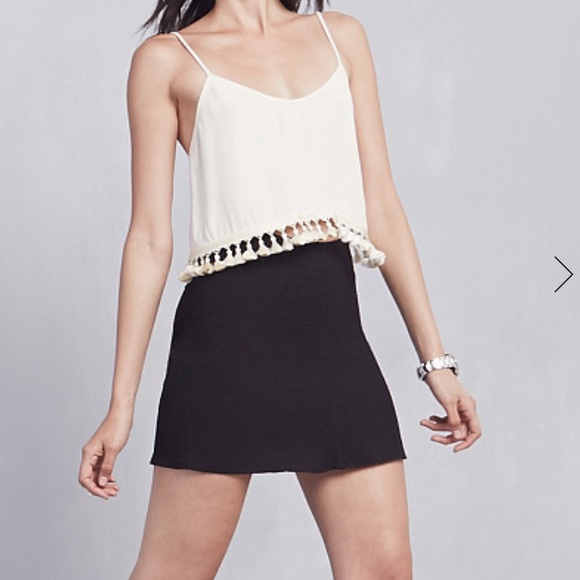 Reformation Black Tassel Gemini Top Size Small