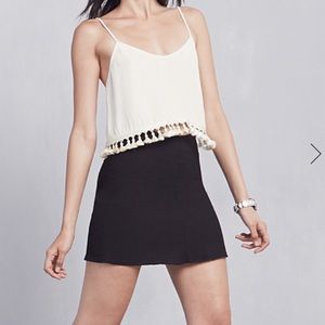 Reformation Black Tassel Gemini Top Size Small