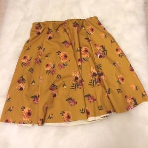 Zara mustard floral skirt