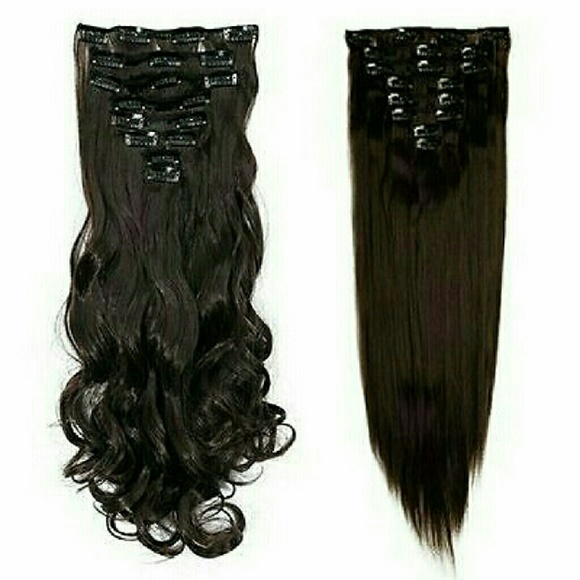 Dark Brown Full Head Clip In Extensions -#2 or #4