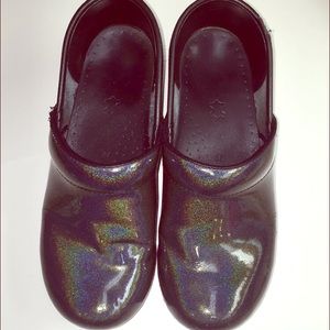 RARE iridescent Dansko nursing clogs