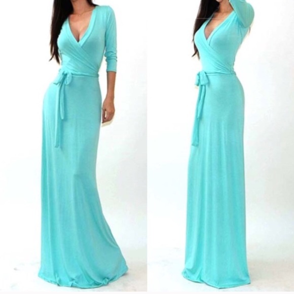 Maxi Wrap Dress - Mint - Picture 2 of 2