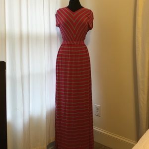 Pink Striped Cotton Maxi Dress