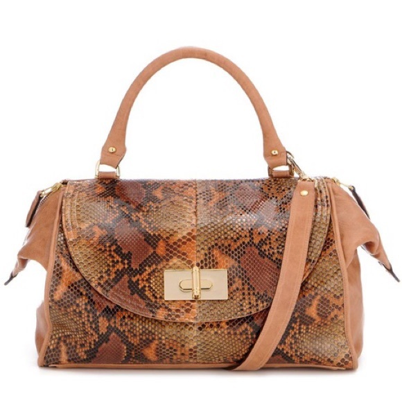 Be & D Genuine Python Snakeskin Satchel - Picture 1 of 2