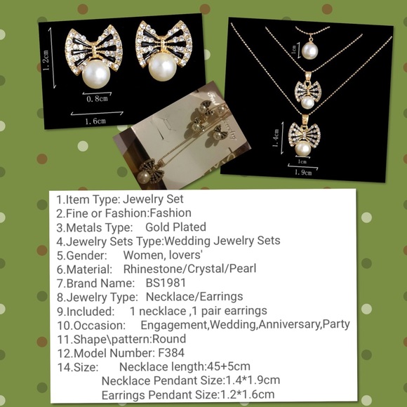 Multilayer necklace Crystal pearl earrings set - Picture 2 of 2