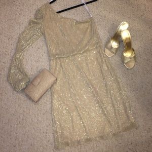 Gold Sparkly One Shoulder Dress