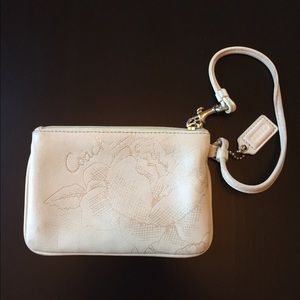 Coach ivory genuine leather wristlet