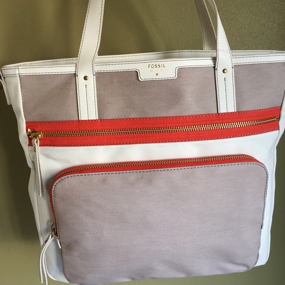Fossil white multi tote