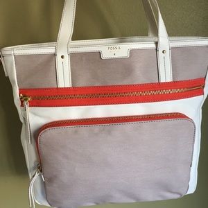 Fossil white multi tote