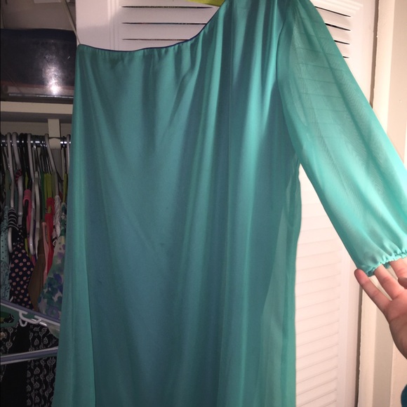Turquoise sz. M one shoulder dress! Worn once! - Picture 2 of 2