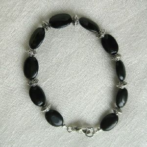 Black and Tibetan Silver Bracelet