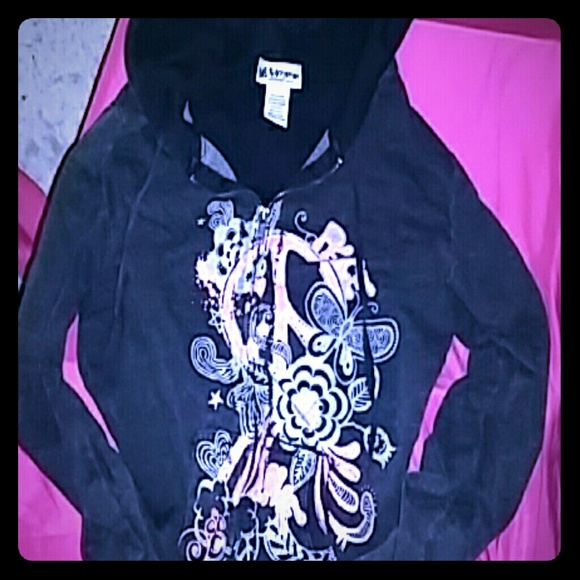 Black glittery design peace hoodie