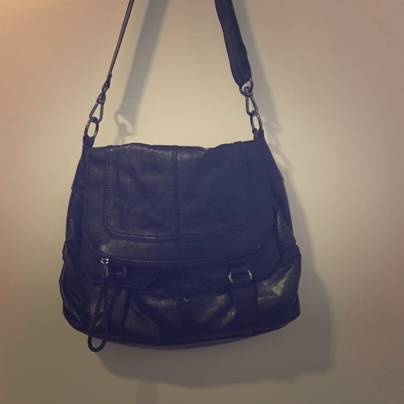 Black leather saddle bag from The Sak!