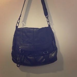 Black leather saddle bag from The Sak!
