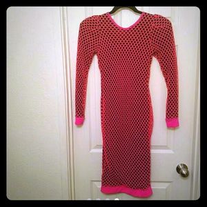Neon pink fishnet dress