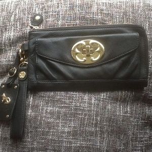 Emma Fox Black Leather Wristlet