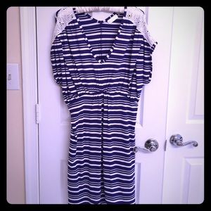 Blue and white striped Love Milk nursing dress