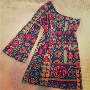 One shoulder boutique print dress