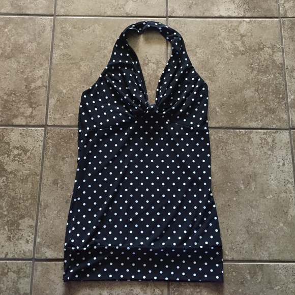 black and white polkadot pinup halter top