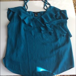 Ruffle top in turquoise blue from forever 21