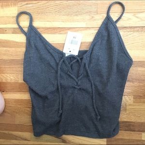 Laced up gray crop top