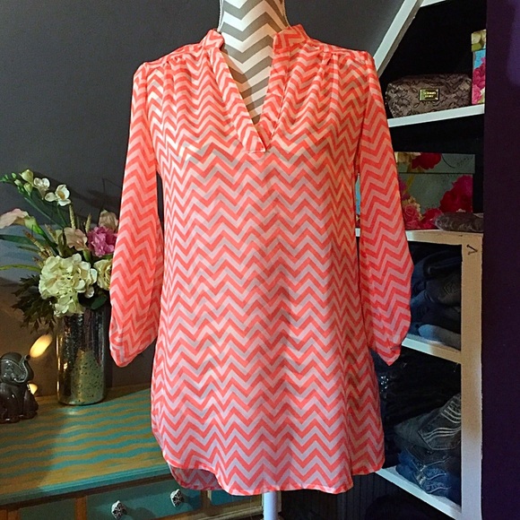 Chiffon Chevron Blouse - Picture 1 of 4