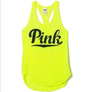 Neon yellow Victoria's Secret pink tank top 💛