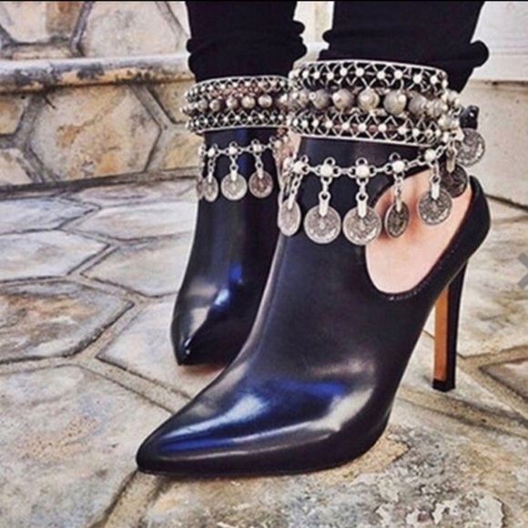 Bohemian Tassel Coin Silver Boho Anklet / Bracelet - Picture 3 of 4