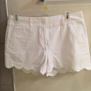 White scalloped shorts