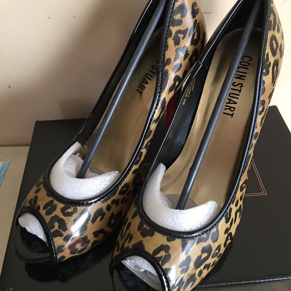 Colin Stuart leopard print, peep toe heels