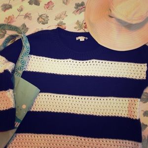 GAP knit striped eyelet lace sweater