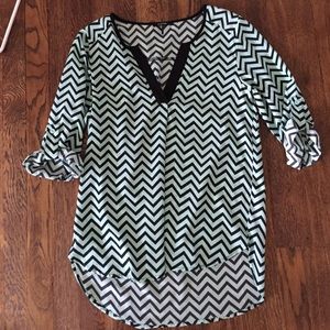 Mint and black chevron top