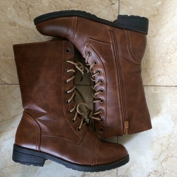 Brown combat boots