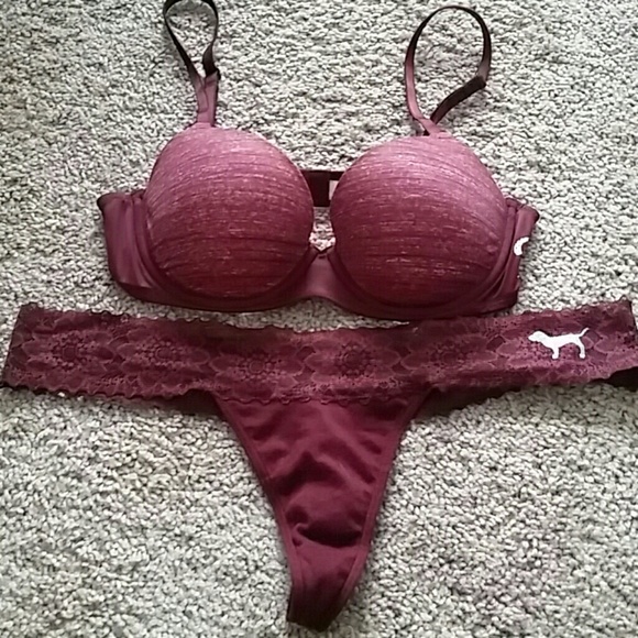 Victoria's Secret Pink Collegiate Bra and Thong