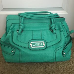 Extra large sea foam green/teal GUESS tote