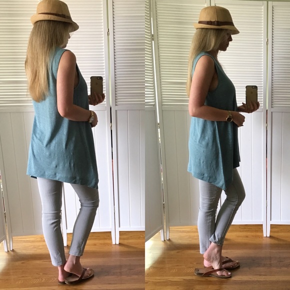 SOLD▪️Light Sea Green Linen Tank - Picture 3 of 4