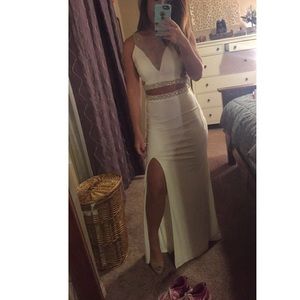White two piece prom dress