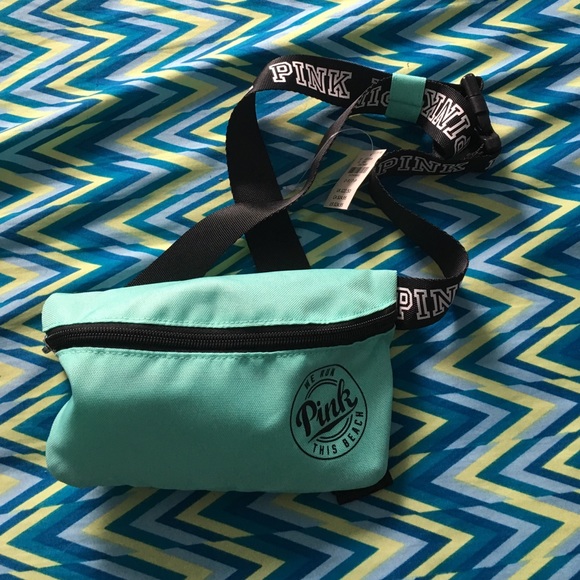 PINK fanny pack with black. Cousy