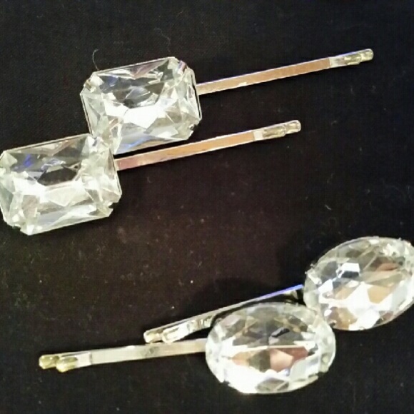 Beautiful Silver With Crystal Hair Pins.