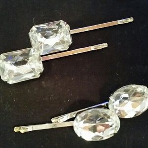 Beautiful Silver With Crystal Hair Pins.
