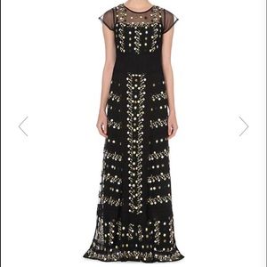 Embroidered black maxi dress